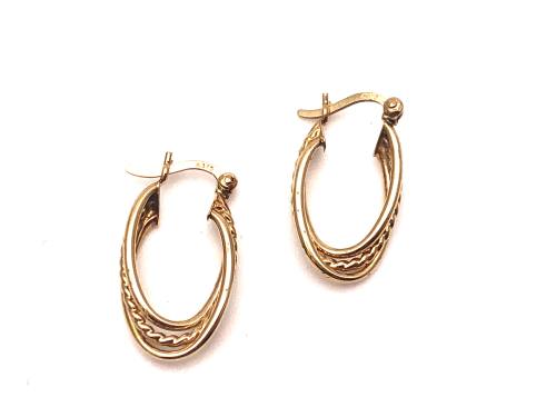9ct 3 Strand Hoop Earrings 21x11mm