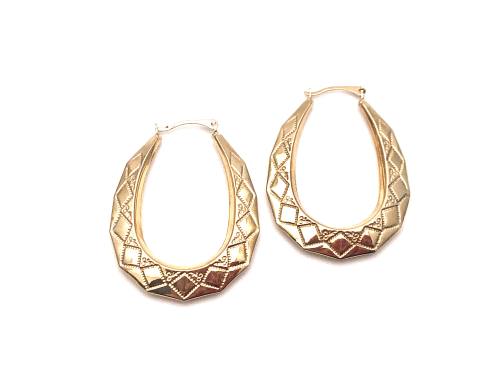 9ct Large Creole Style Hoop Earrings