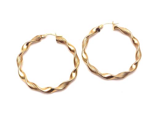 9ct Yellow Gold Twisted Hoop Earrings