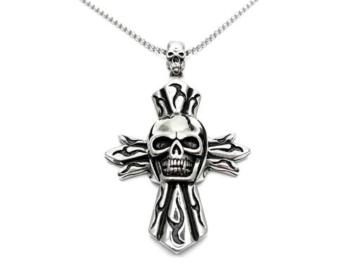 Stainless Steel Skeleton Cross Pendant & Chain