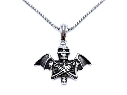 Stainless Steel Wing Skeleton Pendant & Chain