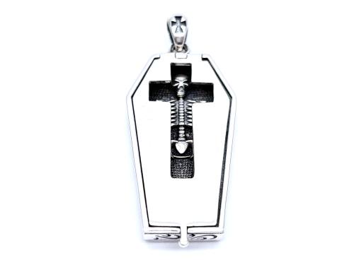 Silver Coffin & Skeleton Pendant