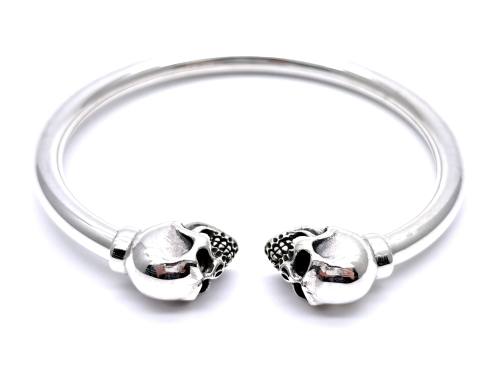 Silver Skull Torque Bangle