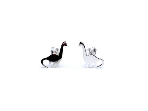 Silver Dinosaur Stud Earrings