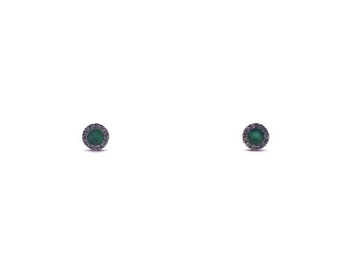 9ct Yellow Gold Emerald & Diamond Stud Earrings