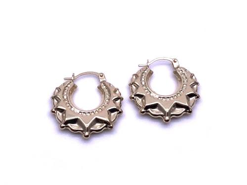 9ct Yellow Gold Round Creole Hoop Earrings 19mm