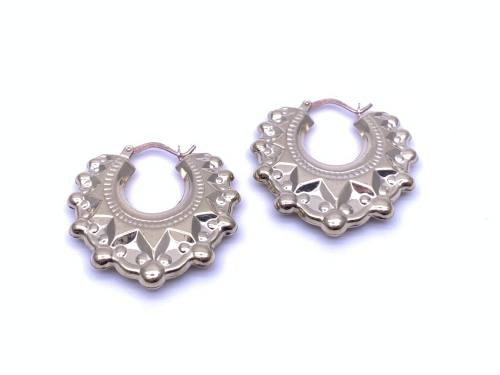 9ct Yellow Gold Round Creole Hoop Earrings 29mm