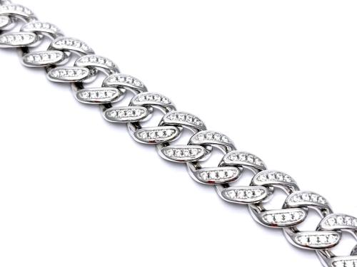 Silver CZ Curb Bracelet 8.5 Inch