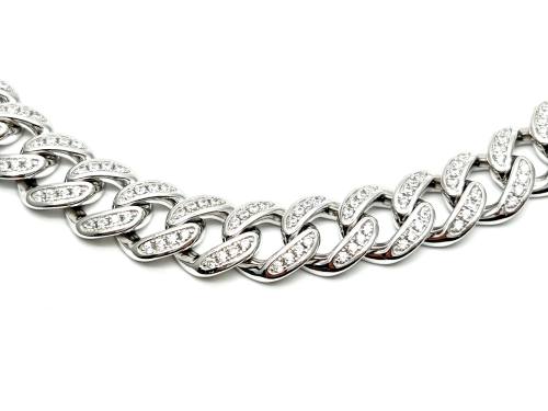 Silver CZ Curb Chain 22 Inch