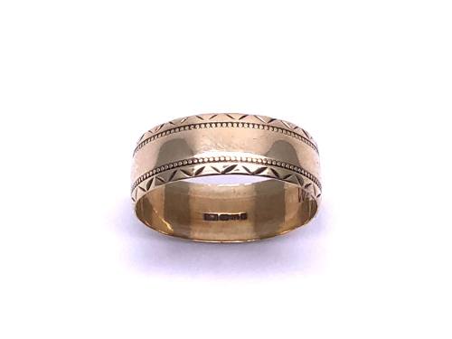 9ct Patterned Wedding Ring 7mm