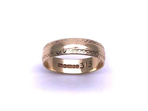 9ct Patterned Wedding Ring 5mm
