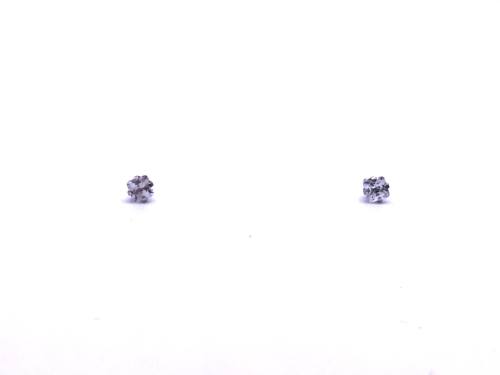 14ct White Gold CZ Solitaire Earrings