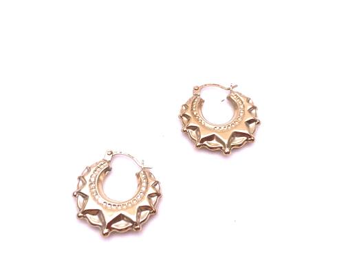 9ct Yellow Gold Round Creole Hoop Earrings