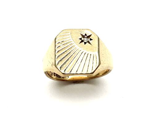 9ct Yellow Gold Diamond Signet Ring