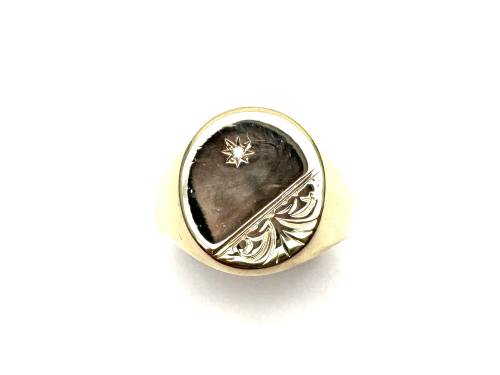 9ct Yellow Gold Diamond Signet Ring
