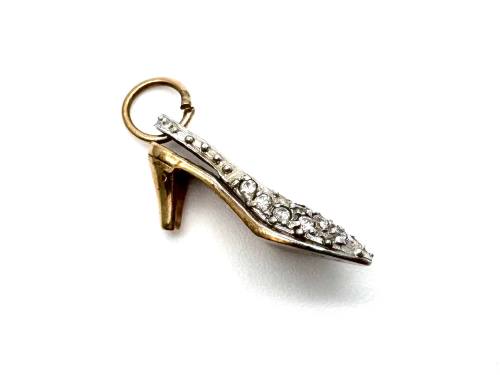 9ct Yellow Gold CZ Shoe Charm