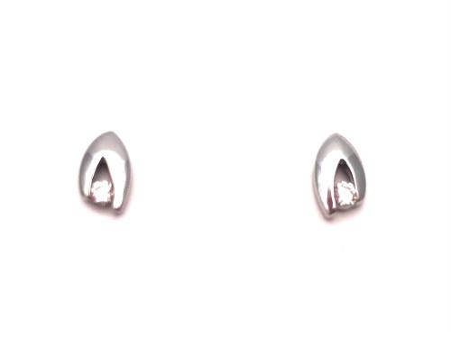 9ct White Gold CZ Stud Earrings