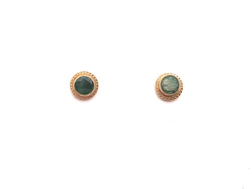 9ct Yellow Gold Emerald Stud Earrings