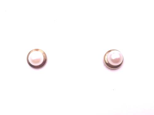 9ct Yellow Gold Pearl Studs 6mm