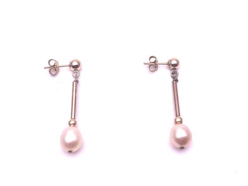 9ct Yellow Gold Pearl Drop Earrings
