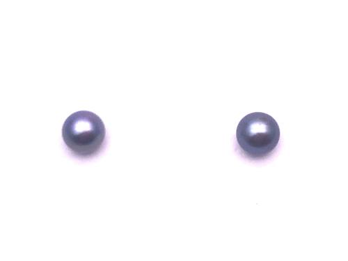 9ct Yellow Gold Black Pearl Studs 5.5mm