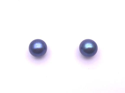 18ct White Gold Black Pearl Studs 8mm