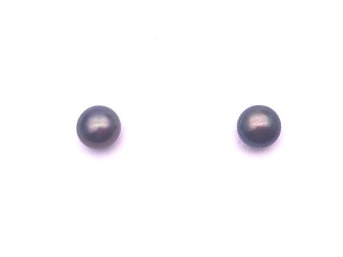 9ct Yellow Gold Black Pearl Studs 6mm