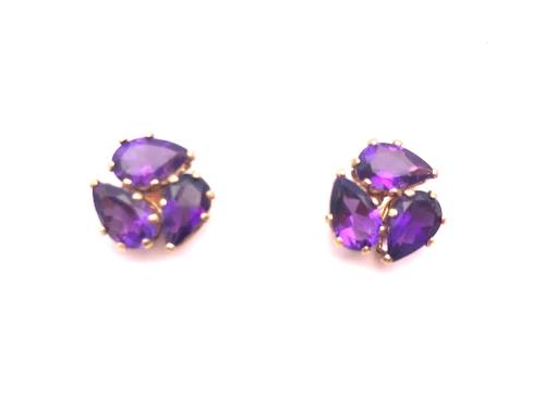 9ct Purple CZ Stud Earrings