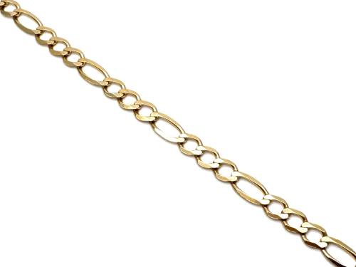 9ct Flat Figaro Bracelet 7 1/4 Inch