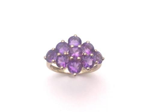 9ct Amethyst Cluster Ring