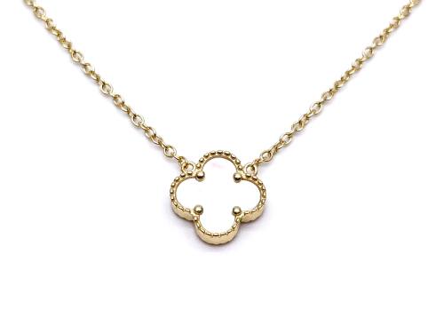Silver Gold Plated MOP Clover Pendant & Chain