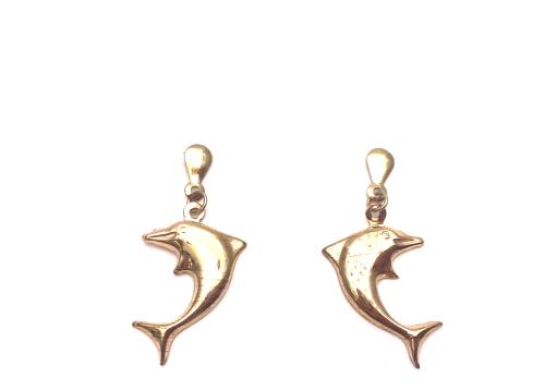 9ct Yellow Gold Dolphin Drop Earrings