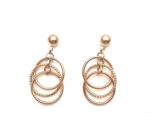 9ct Yellow Gold 3 Circle Earring Studs