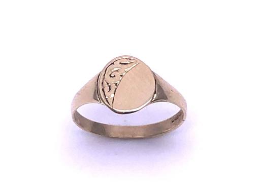 9ct Yellow Gold Patterned Signet Ring