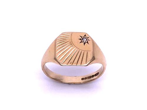 9ct Yellow Gold Diamond Signet Ring