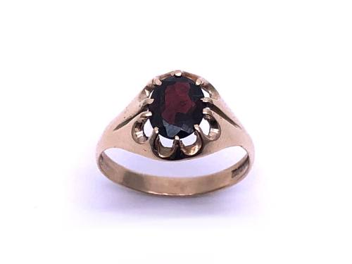 9ct Yellow Gold Garnet Solitaire Ring