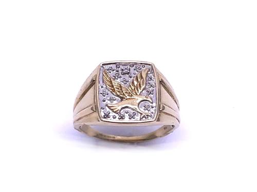 9ct Yellow Gold Diamond Eagle Ring