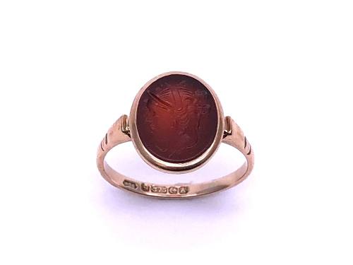 9ct Rose Gold Caraved Corneilian Ring 1925