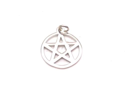 Silver Round Pentagram Pendant 17mm