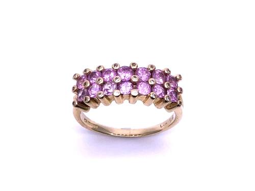14ct Pink Sapphire & CZ Cluster Ring