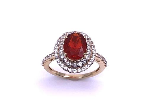 14ct Fire Opal & White Sapphire Ring