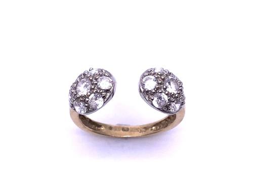 9ct Yellow Gold CZ Cluster Torque Ring