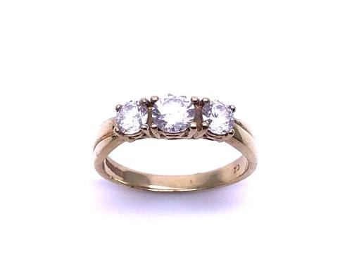 9ct Yellow Gold CZ Three Stone Ring