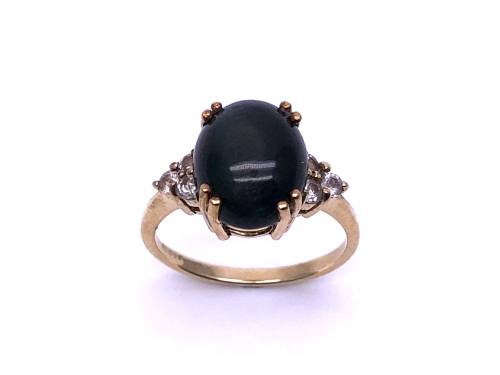 9ct Hawks Eye Quartz & Topaz Ring