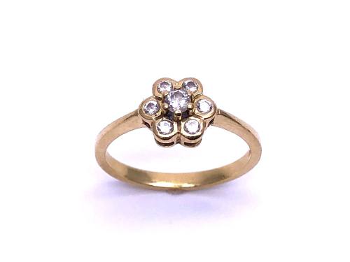 18ct Yellow Gold CZ Flower Cluster Ring