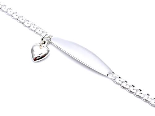 Silver Babies Heart Charm ID Bracelet 6 Inch