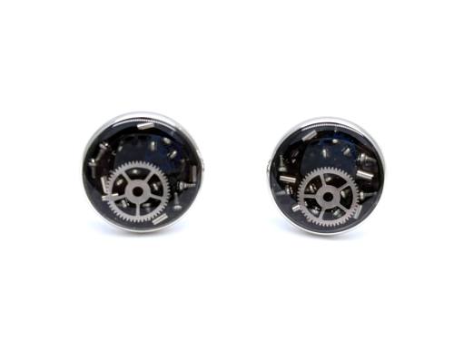 Stainless Steel Black & Blue Cog Cufflinks