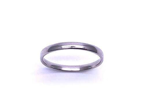 9ct White Gold Plain Wedding Ring 2mm