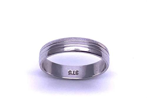 9ct White Gold Patterned Wedding Ring