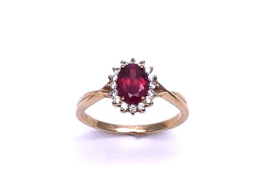 9ct Ruby & Zircon Halo Ring